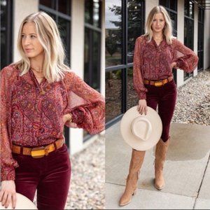 Misa Los Angeles Neeve Paisley Blouse XS New